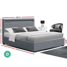 Load image into Gallery viewer, Artiss Bed Frame Double Full Size Gas Lift Base With Storage Grey Fabric COLE