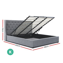 Load image into Gallery viewer, Artiss King Size Gas Lift Bed Frame Base With Storage Mattress Grey Fabric Wooden