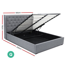 Load image into Gallery viewer, Artiss Queen Size Gas Lift Bed Frame Base With Storage Mattress Grey Fabric Wooden