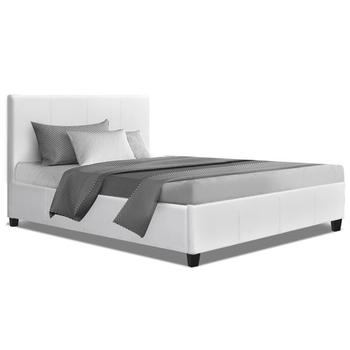 Artiss King Single Size Bed Frame Base Mattress Platform White Leather Wooden NEO