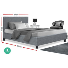 Load image into Gallery viewer, Artiss Single Size Bed Frame Base Mattress Platform Fabric Wooden Grey NEO