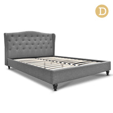 Load image into Gallery viewer, Artiss Double Size Wooden Upholstered Bed Frame Headborad - Grey