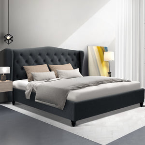 Artiss King Size Bed Frame Base Mattress Platform Fabric Wooden Charcoal PIER