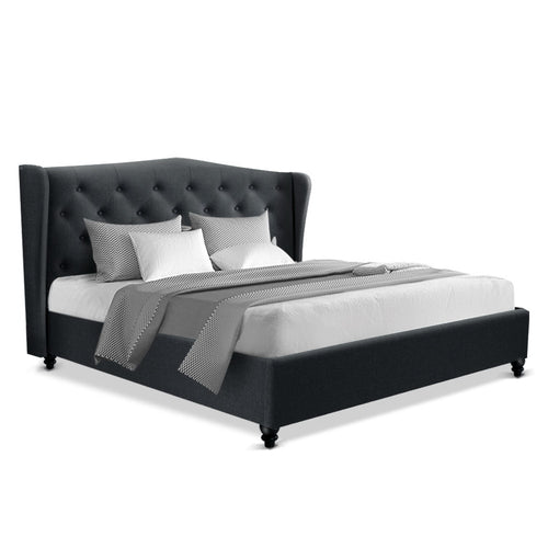 Artiss Queen Size Bed Frame Base Mattress Platform Fabric Wooden Charcoal PIER