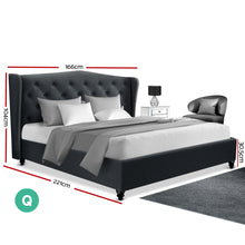 Load image into Gallery viewer, Artiss Queen Size Bed Frame Base Mattress Platform Fabric Wooden Charcoal PIER