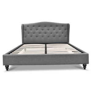 Artiss Queen Size Wooden Upholstered Bed Frame Headborad - Grey