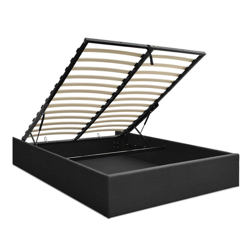 Artiss TOKI Queen Size Storage Gas Lift Bed Frame without Headboard Fabric Charcoal