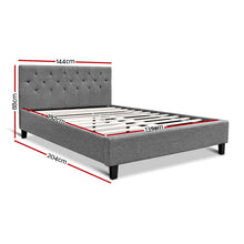 Load image into Gallery viewer, Artiss VANKE Double Size Bed Frame Base Fabric Headboard Wooden Mattress