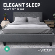 Load image into Gallery viewer, Artiss VANKE Double Size Bed Frame Base Fabric Headboard Wooden Mattress