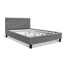 Load image into Gallery viewer, Artiss VANKE Queen Size Bed Frame Base Fabric Headboard Wooden Mattress
