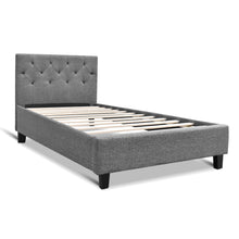 Load image into Gallery viewer, Artiss VANKE Single Size Bed Frame Base Fabric Headboard Wooden Mattress