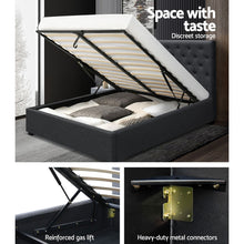 Load image into Gallery viewer, Artiss Double Full Size Gas Lift Bed Frame Charcoal Fabric Base With Storage Mattress
