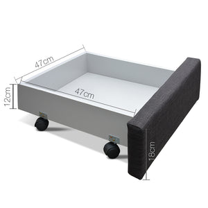 Artiss Double Size Fabric Bed Frame Headboard with Drawers  - Charcoal