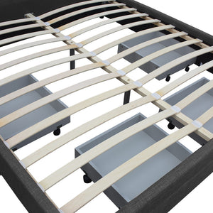 Artiss Double Size Fabric Bed Frame Headboard with Drawers  - Charcoal