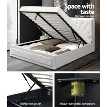 Load image into Gallery viewer, Artiss TIYO Double Full Size Gas Lift Bed Frame Base With Storage Mattress White Leather