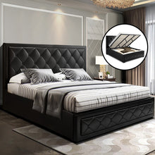 Load image into Gallery viewer, Artiss TIYO King Size Gas Lift Bed Frame Base With Storage Mattress Black Leather