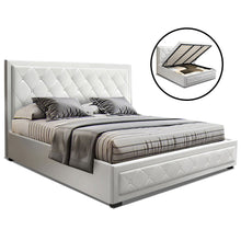 Load image into Gallery viewer, Artiss TIYO King Size Gas Lift Bed Frame Base With Storage Mattress White Leather