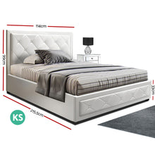 Load image into Gallery viewer, Artiss TIYO King Single Size Gas Lift Bed Frame Base With Storage Mattress White Leather