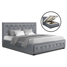 Load image into Gallery viewer, Artiss TIYO Queen Size Gas Lift Bed Frame Base With Storage Mattress Grey Fabric