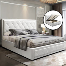 Load image into Gallery viewer, Artiss TIYO Queen Size Gas Lift Bed Frame Base With Storage Mattress White Leather
