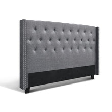 Load image into Gallery viewer, King Size Bed Head Headboard Bedhead Fabric Frame Base Grey LUCA