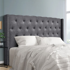 King Size Bed Head Headboard Bedhead Fabric Frame Base Grey LUCA