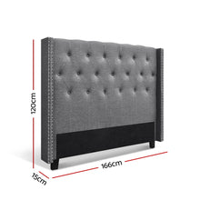 Load image into Gallery viewer, Queen Size Bed Head Headboard Bedhead Fabric Frame Base Grey LUCA