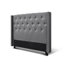 Load image into Gallery viewer, Queen Size Bed Head Headboard Bedhead Fabric Frame Base Grey LUCA