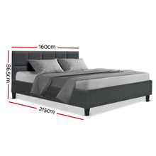 Load image into Gallery viewer, Bed Frame Queen Size Base Mattress Platform Fabric Wooden Charcoal TINO