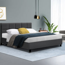 Load image into Gallery viewer, Bed Frame Queen Size Base Mattress Platform Fabric Wooden Charcoal TINO