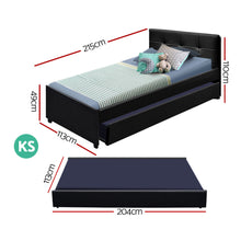 Load image into Gallery viewer, Trundle Bed Frame Wooden Bed King Single Size Base Daybed Mattress Wood Leather