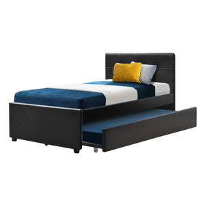 Trundle Bed Frame Wooden Bed King Single Size Base Daybed Mattress Wood Leather