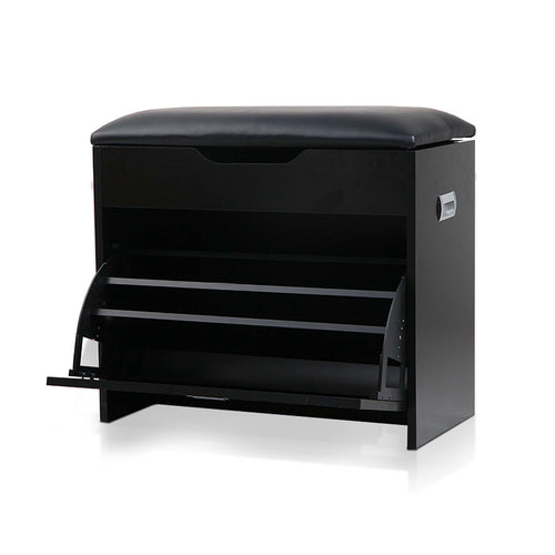 Artiss 3 Tier Shoe Cabinet Storage Stool Black