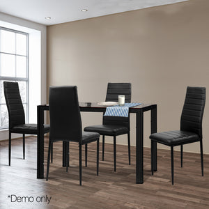 Artiss Astra 5-Piece Dining Table and Chairs Sets - Black