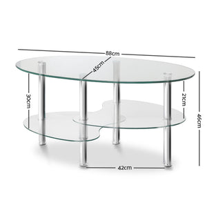 Artiss 3 Tier Coffee Table - Glass