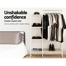Load image into Gallery viewer, Closet Storage Rack Clothes Hanger Shelf Garment Rail Stand Wardrobe Organiser White