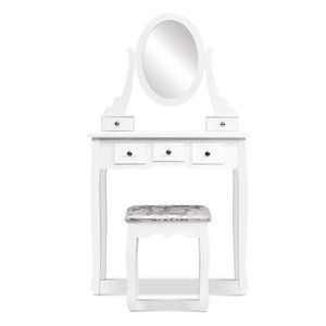 Artiss Dressing Table Stool Set Mirror Drawers Makeup Cabinet Storage Desk White