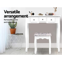 Load image into Gallery viewer, Artiss Dressing Table Stool Set Mirror Drawers Makeup Cabinet Storage Desk White