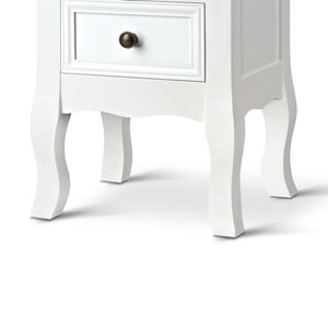 Bedside Table French Provincial Lamp Cabinet 2 Drawers White