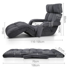 Load image into Gallery viewer, Artiss Adjustable Lounger with Arms - Charcoal