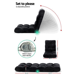 Artiss Lounge Sofa Floor Recliner Futon Chaise Folding Couch Black