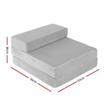 Load image into Gallery viewer, Giselle Bedding Folding Foam Mattress Portable Sofa Bed Lounge Chair Velvet Light Grey