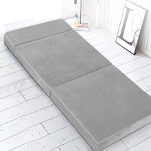 Load image into Gallery viewer, Giselle Bedding Folding Foam Mattress Portable Sofa Bed Lounge Chair Velvet Light Grey