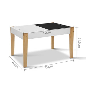 Artiss Kids Table and Chair Storage Desk - White & Natural