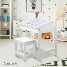 Load image into Gallery viewer, Artiss Kids Lift-Top Desk and Stool - White