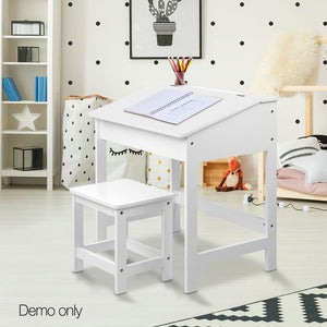 Artiss Kids Lift-Top Desk and Stool - White