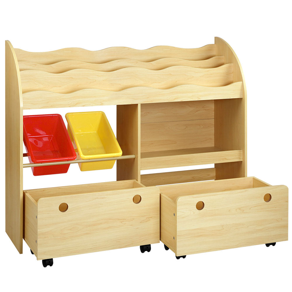 Artiss Kids Bookshelf Toy Bin Storage Box Children Organizer Bookcase 3 Tiers 2 Drawers