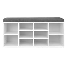 Load image into Gallery viewer, Artiss Fabric Shoe Bench with Storage Cubes - White