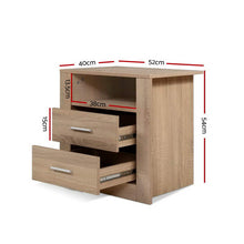 Load image into Gallery viewer, Artiss Bedside Tables Drawers Storage Cabinet Shelf Side End Table Oak