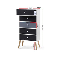 Load image into Gallery viewer, Artiss 5 Chest of Drawers Dresser Table Tallboy Storage Cabinet Furniture Black